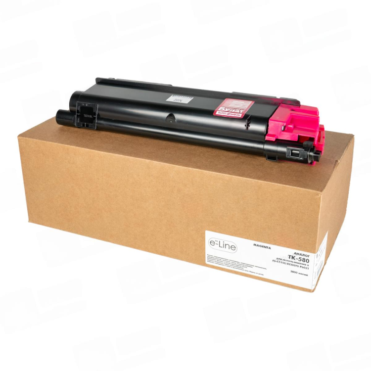Тонер-картридж e-Line TK-580M для Kyocera FS-C5150, ECOSYS P6021 (Пурпурный, 2800 стр.)