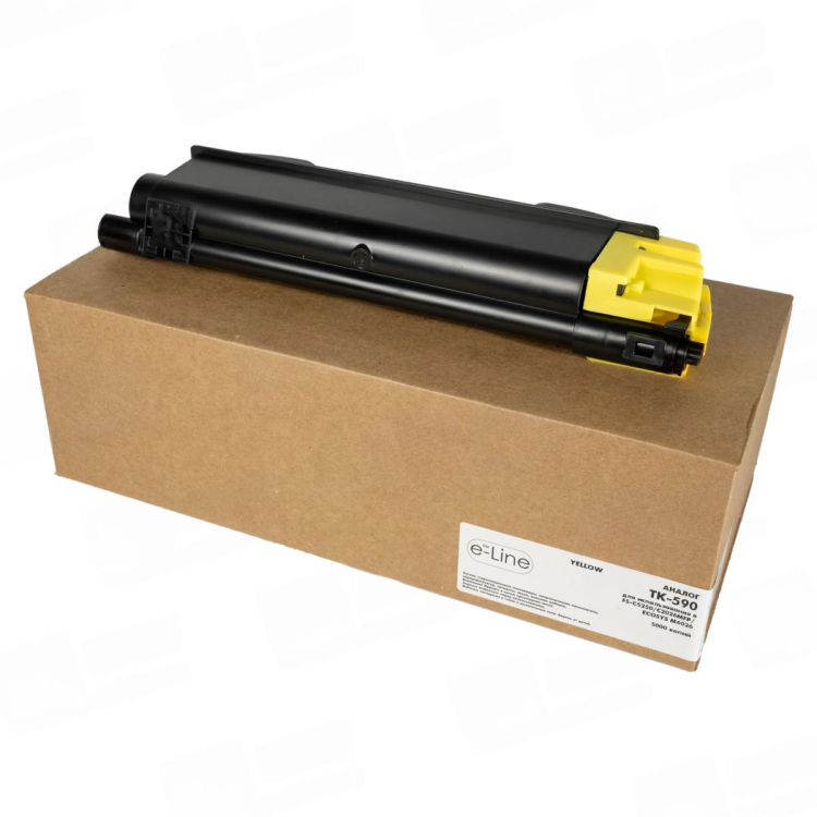 Тонер-картридж e-Line TK-590Y для Kyocera FS-C5250, FS-C2026MFP, ECOSYS M6026 (Жёлтый, 5000 стр.)