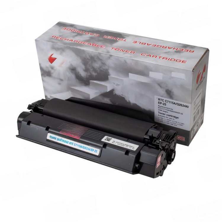 Тонер-картридж 7Q C7115A, Q2624A, EP-25 для HP LJ 1200, 1150 и Canon LBP1210 (Чёрный, 2500 стр.) Тонер-картридж 7Q C7115A, Q2624A, EP-25 для HP LJ 1200, 1150 и Canon LBP1210 (Чёрный, 2500 стр.)