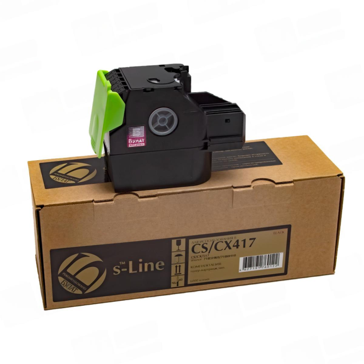 Тонер-картридж БУЛАТ s-Line 71B5HK0, 71B0H10 для Lexmark CS417, CX417, CX517 (Чёрный, 6000 стр.), универсальный Тонер-картридж БУЛАТ s-Line 71B5HK0, 71B0H10 для Lexmark CS417, CX417, CX517 (Чёрный, 6000 стр.), универсальный